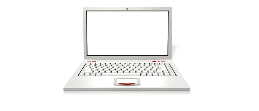 Laptop with a blank, unlit screen