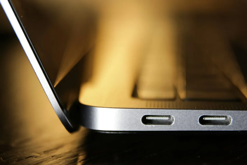 USB-C ports on the side of a laptop