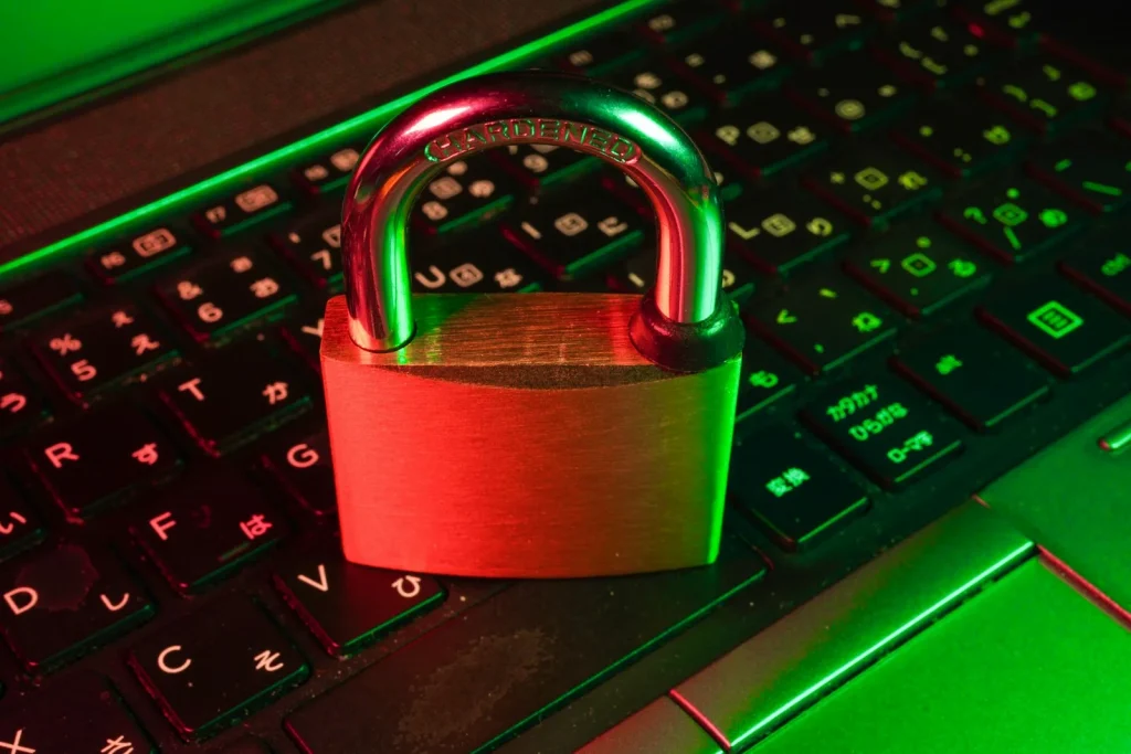 Padlock on a computer keyboard