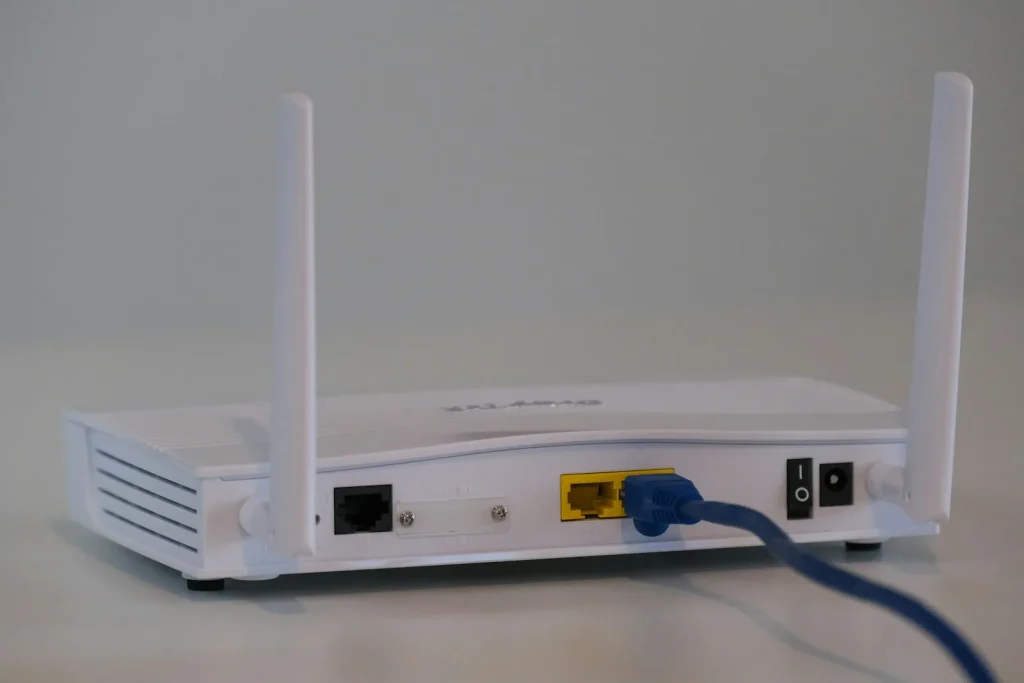 Home Wi-Fi router with network cable connected